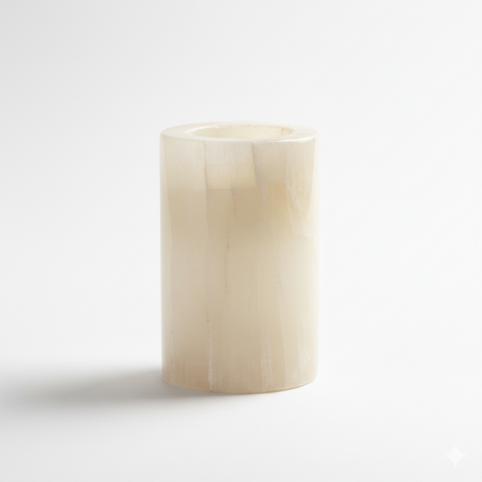 Alabaster Pillar Candle Vessel