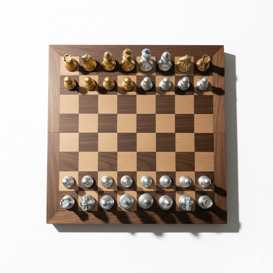 Hand-Carved Walnut Chess Set